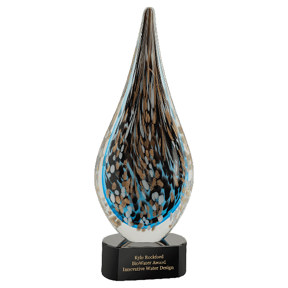 Blue/Gold Raindrop Artglass Award