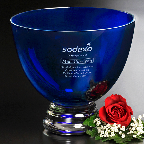 Cobalt Pedestal Glass Bowl Award
