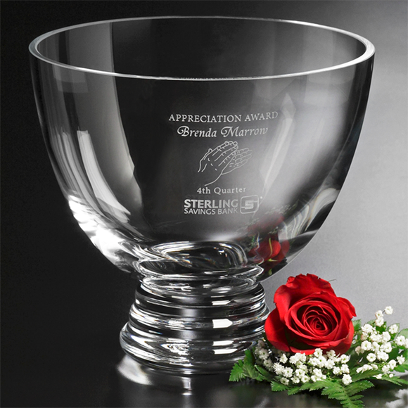 Pedestal Glass Bowl Award Clear Glass Circle Bowl Paradise Awards