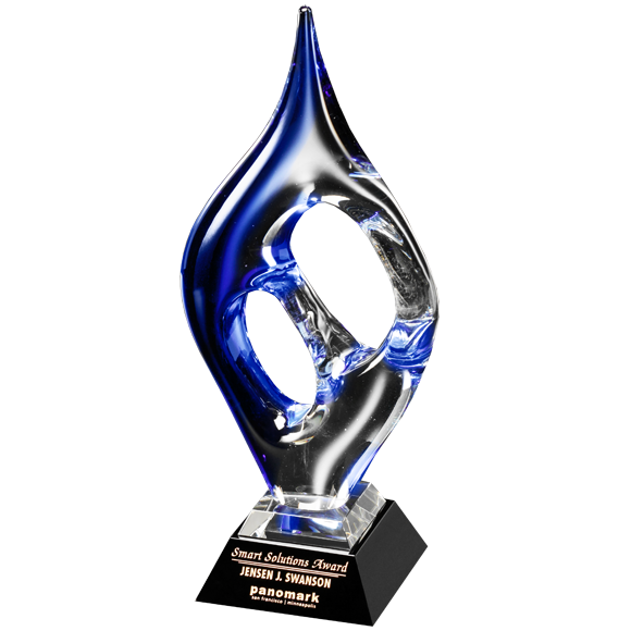 Blue Geo Maze Artglass Award | Personalized Blue Art Trophy | Paradise ...