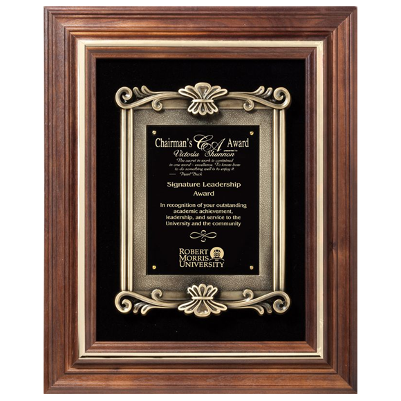 Walnut Framed Cast Plaque | Engraved Solid Wood Plaque | Paradise Awards