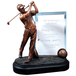 Bronze Golfer Drive with Glass Panel