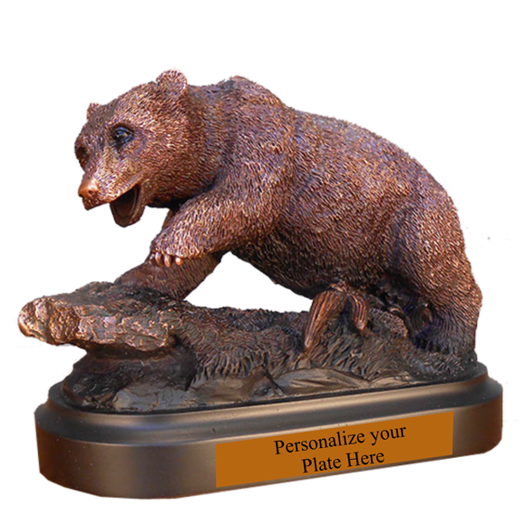 Bronze Bear on Rock Award Statue Engraved Bear Statue Paradise Awards