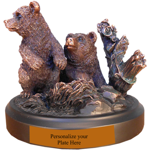Bronze Bear Cubs Award Statue Engraved Bear Statue Paradise Awards