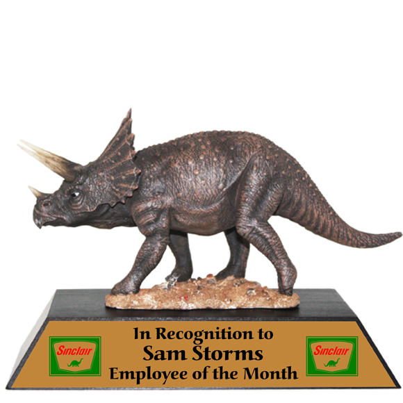 Colored Triceratops Dinosaur Award Personalized Dinosaur Statue
