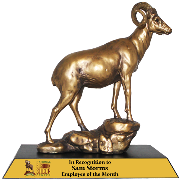 Big Horn Sheep Award Personalized Golden Sheep Statue Paradise Awards