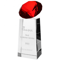 Slanted Diamond Crystal Award | Engraved Glass Clear Diamond