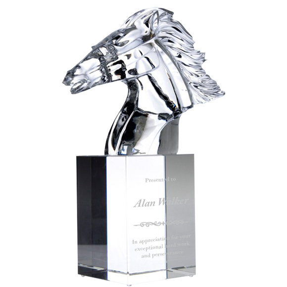 Faming Horse Crystal Award Engraved Glass Horse Statue Paradise Awards