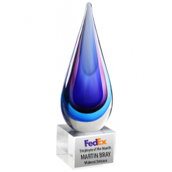 Blue & Pink Teardrop Artglass Award