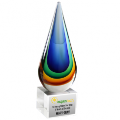 Blue & Amber Teardrop Artglass Award