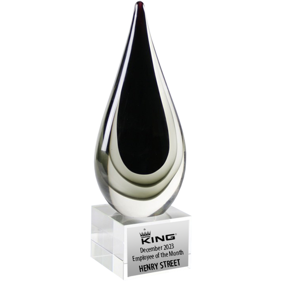 Black Tear Drop Artglass Award