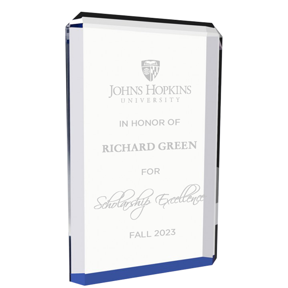 Oblique Blue Acrylic Award | Engraved Rectangle Acrylic Trophy ...