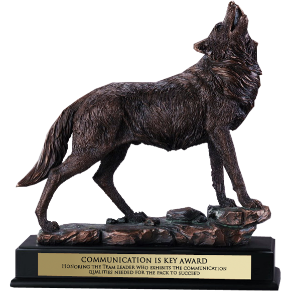 Giant Howling Wolf Trophy Bronze Wolf Award Statue Paradise Awards