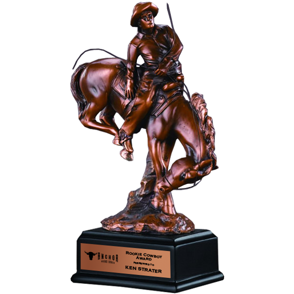 Horse Bucking Cowboy Trophy | Bronze Western Cowboy Award Statue