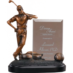 Bronze Golfer with Glass Panel