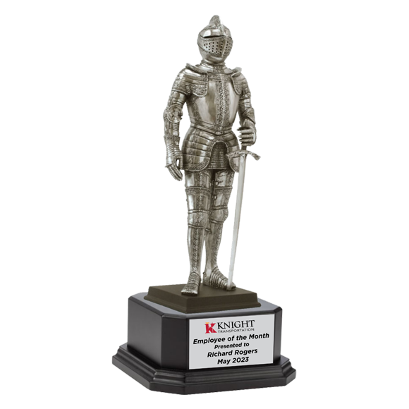 Armored Knight Award Personalized Silver Knight Statue Paradise Awards