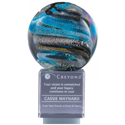 Blue Helix Art Glass Crystal Award