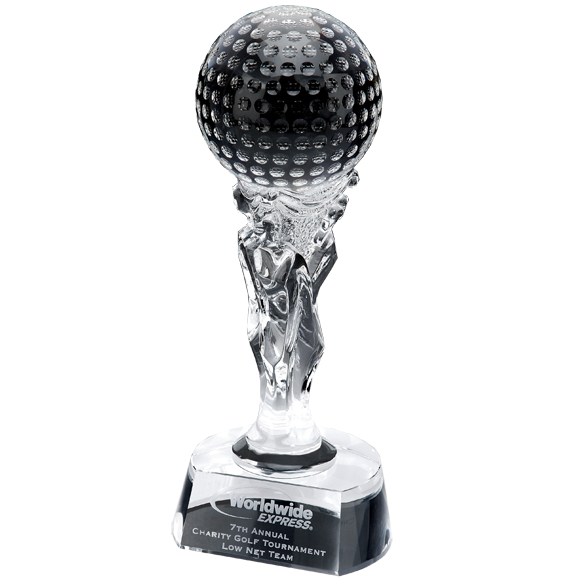 Crystal Golf Splash Award Etched Glass Golf Trophy Paradise Awards