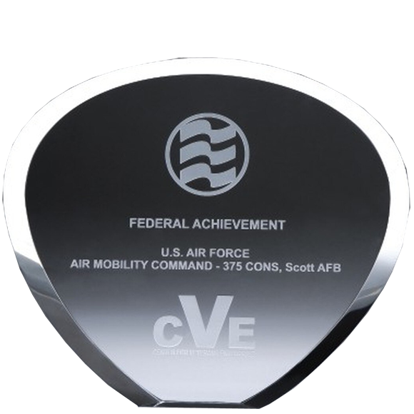 Crystal Curved Shell Award | Etched Glass Arch Trophy | Paradise Awards