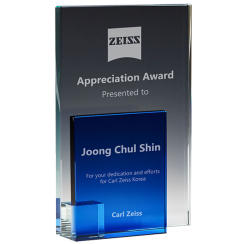 Blue Square Block Crystal Award