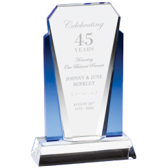 Blue Side Wedge Crystal Award