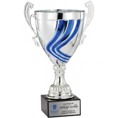 Blue Swirls Silver Trophy Cup