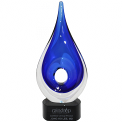 Blue Rain Drop Art Glass Award