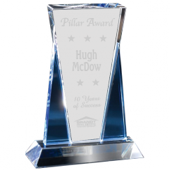 Blue Wedged Crystal Award