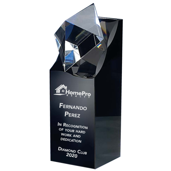 Crystal Black Diamond Award | Glass Diamond Tower Statue