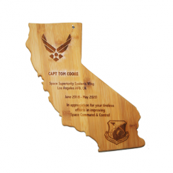 California Shaped Bamboo Plaque