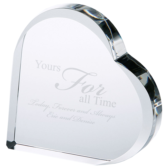 Beveled Crystal Heart Award Engraved Freestanding Glass Heart Statue
