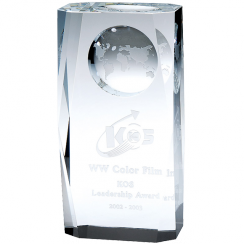 Beveled Crystal Globe Award