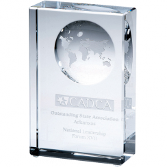 Beveled Globe Crystal Award