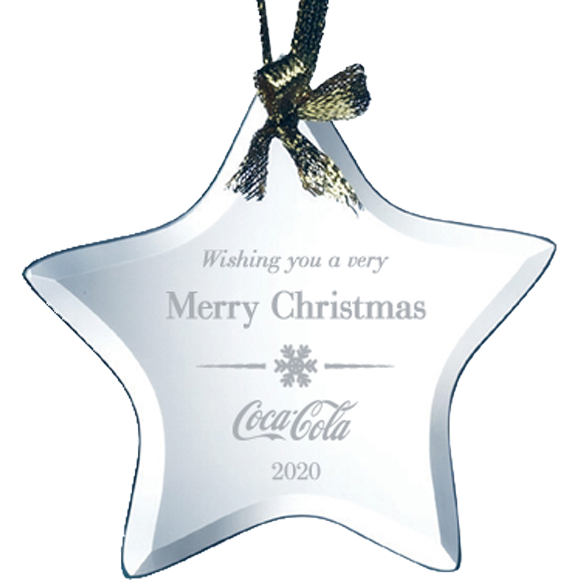 Beveled Star Glass Tree Ornament Engraved Christmas Ornament