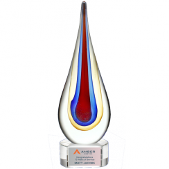 Yellow Teardrop Art Glass Award
