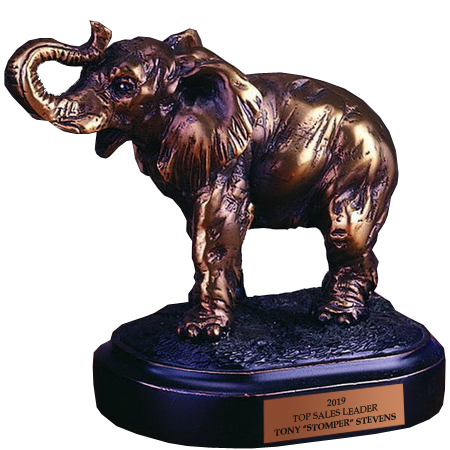 Bronze Mini Elephant Trophy, Bronze Elephant Award Statue